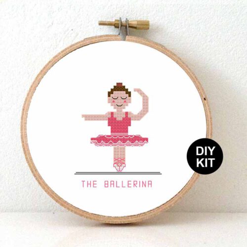 Female ballerina cross stitch kit