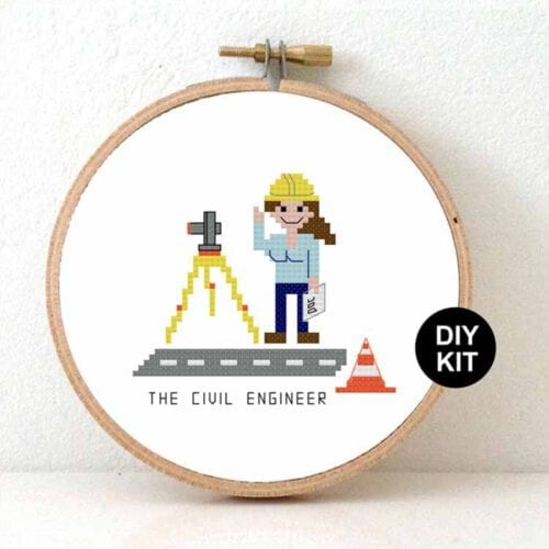 kruissteek borduurpakket vrouw civiel ingenieur
