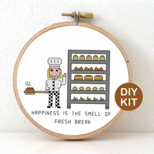 vrouw bakker kruissteek borduurpakket