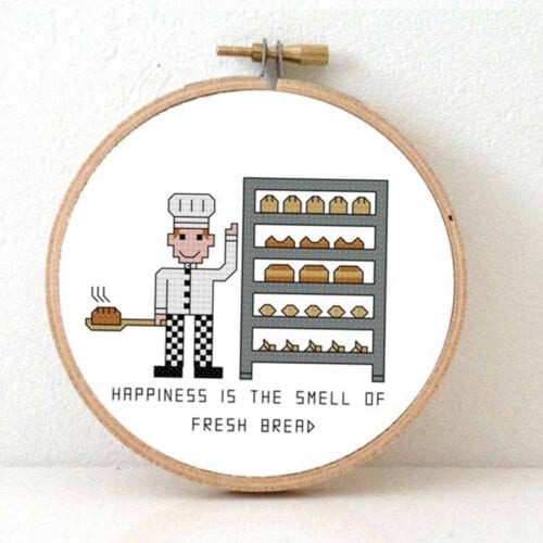 man bakker kruissteek patroon