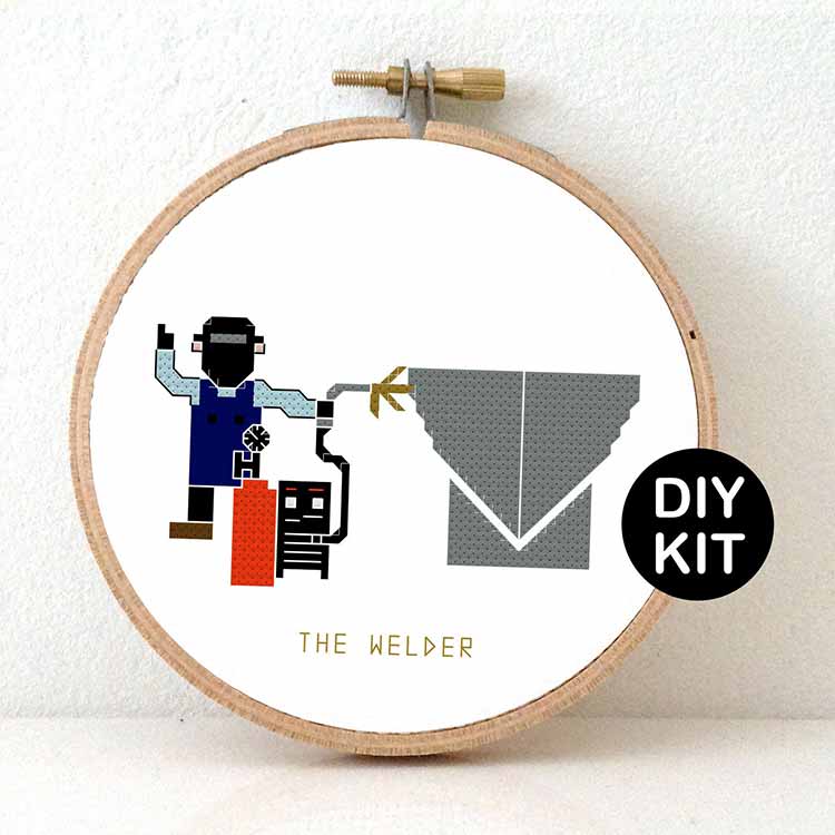 man lasser kruissteek borduurpakket