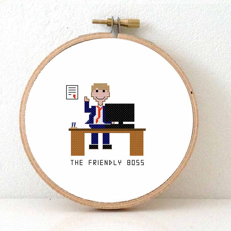 man leuke baas kruissteek patroon