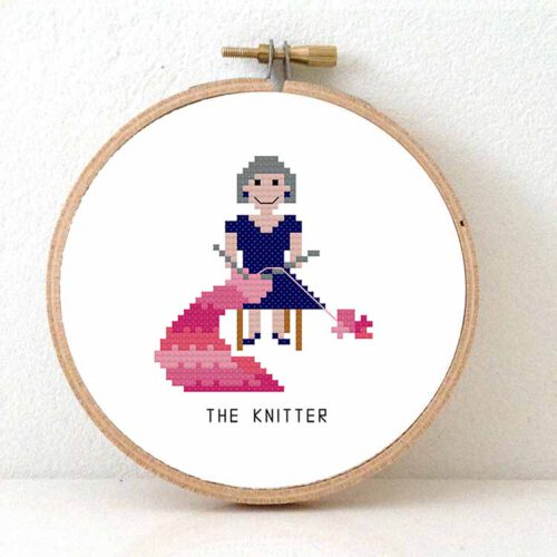 vrouw breier kruissteek borduurpatroon