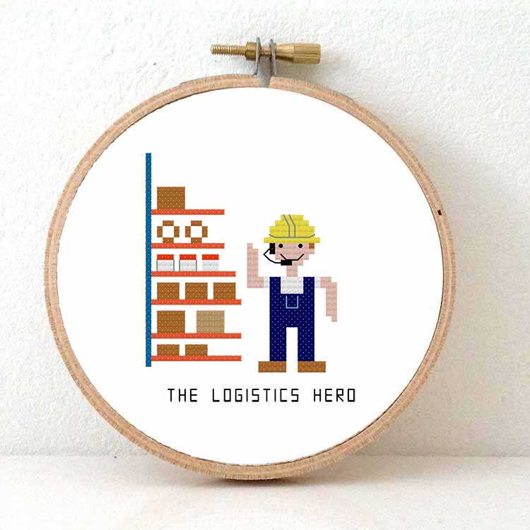 kruissteekpakket logistieke held (m/v) cadeau voor werknemer distributiecentrum