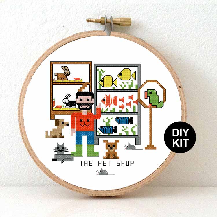 cadeau voor mannelijke dierenwinkel kruissteek pakket