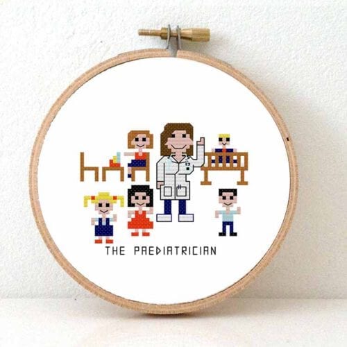 diy cadeau vrouw kinderarts kruissteek patroon
