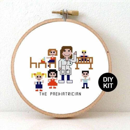 diy cadeau man kinderarts kruissteek borduurpakket