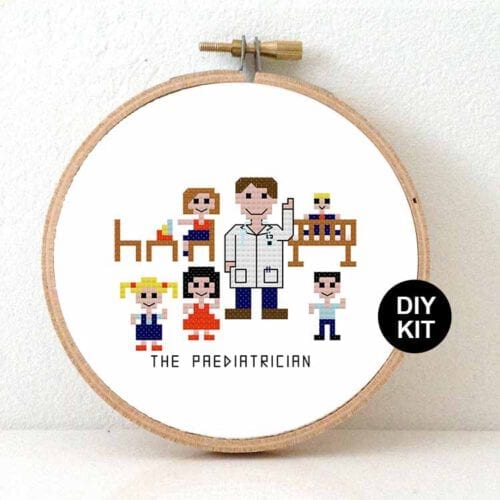 diy cadeau man kinderarts kruissteek borduurpakket