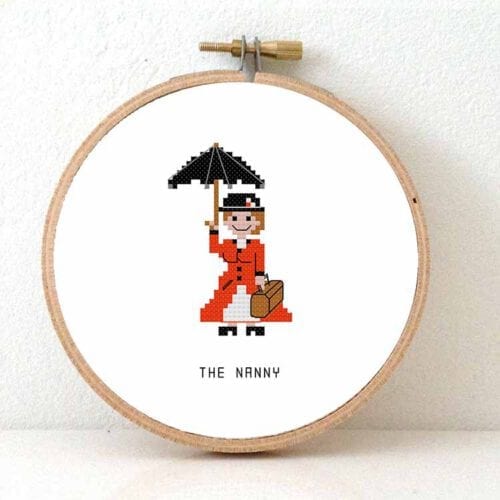 nanny vrouwelijke oppas kruissteek patroon
