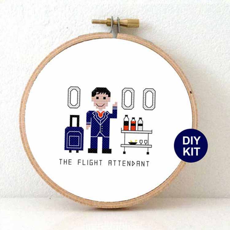 cadeau voor steward man kruissteek pakket