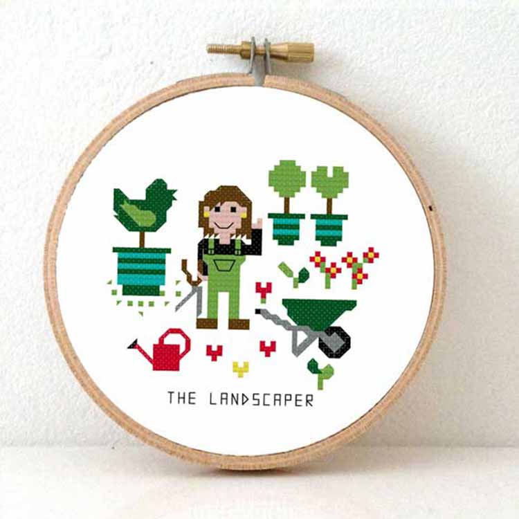 cadeau voor vrouw hovenier tuinvrouw kruissteek patroon