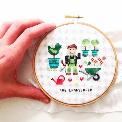 cadeau voor man hovenier tuinman kruissteek patroon