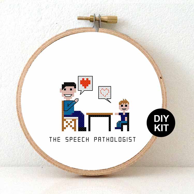 cadeau voor man logopedist kruissteek borduurpakket