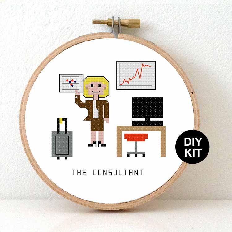 Kruissteek borduurpakket vrouw consultant