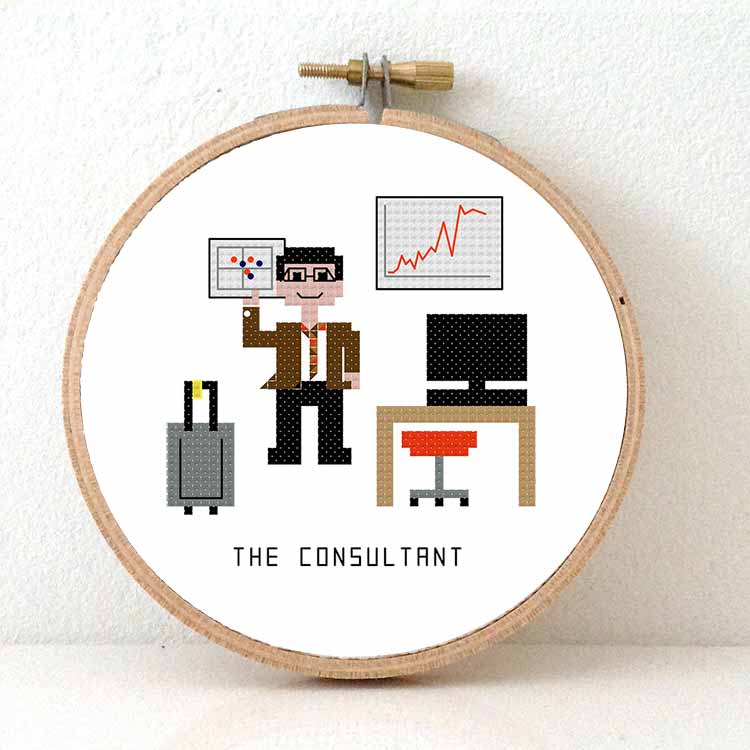 man consultant kruissteek borduurpatroon