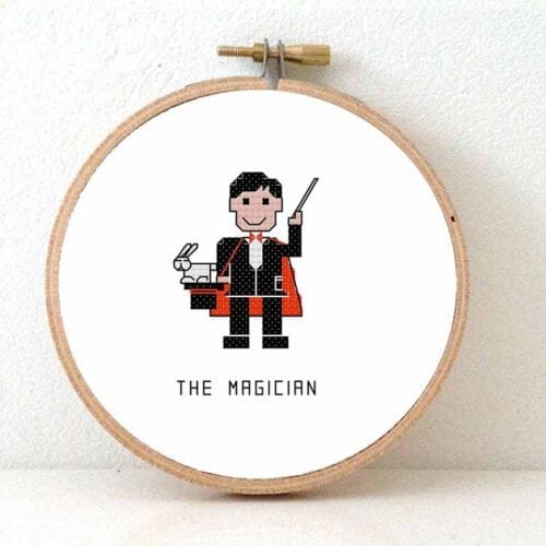 man goochelaar kruissteek patroon