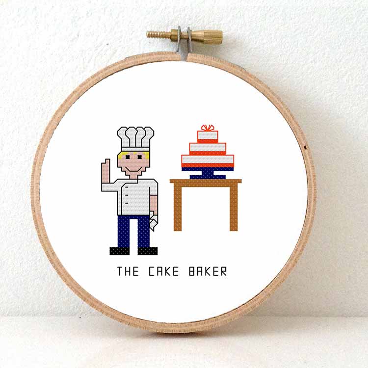 man taartenbakker kruissteek borduurpatroon