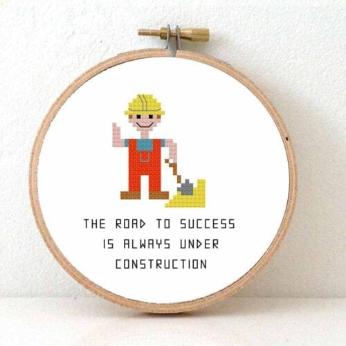 cadeau voor mannelijke bouwvakker kruissteek patroon