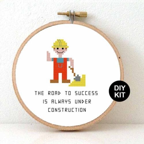 cadeau voor mannelijke bouwvakker kruissteek pakket