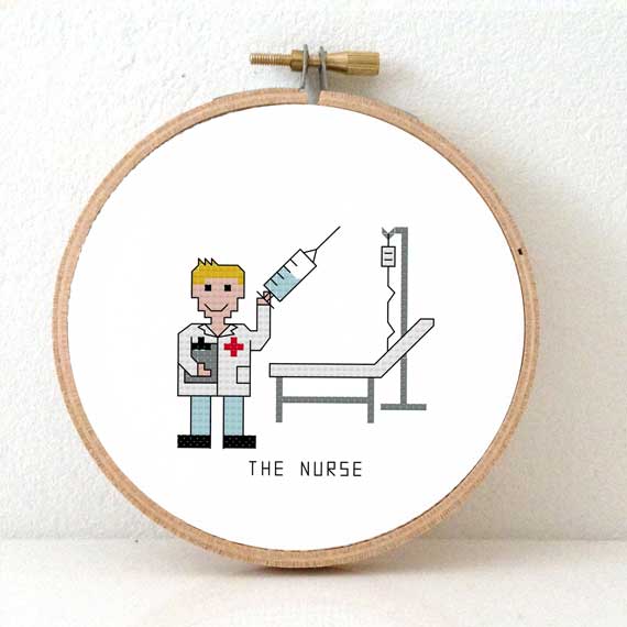 man verpleger kruissteek patroon