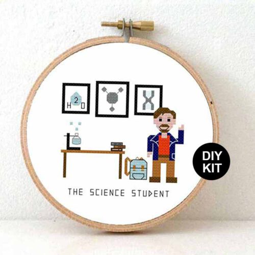 man student bètawetenschappen kruissteek borduurpakket