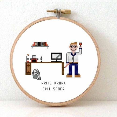 man schrijver kruissteek patroon