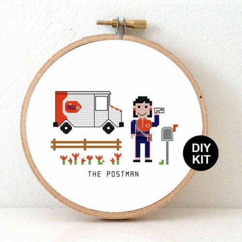 cadeau voor vrouw postnl werknemer kruissteek borduurpakket