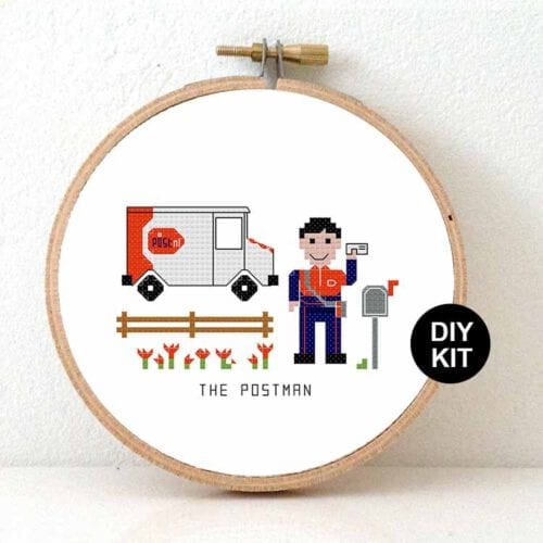 cadeau voor man postnl werknemer kruissteek borduurpakket