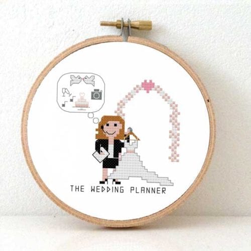 cadeau voor weddingplanner kruissteek patroon