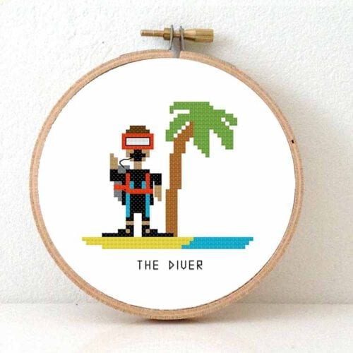 cadeau voor duiker man kruissteek patroon