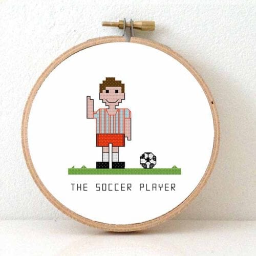 mannelijke voetballer kruissteek patroon