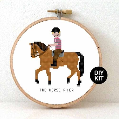male horse rider cross stitch kit