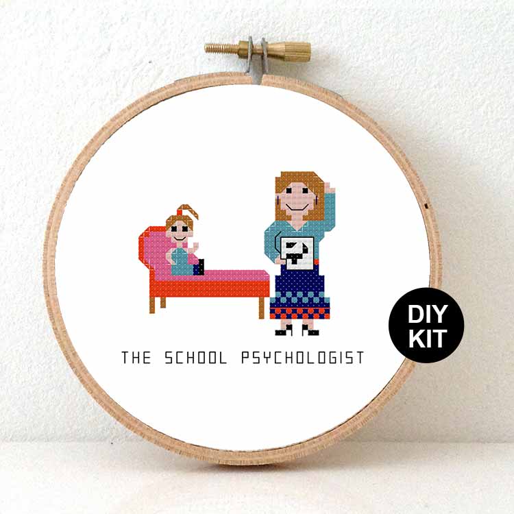 cadeau voor schoolpsychologe kruissteek borduurpakket