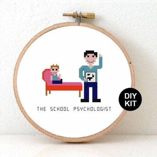 man schoolpsycholoog kruissteek pakket