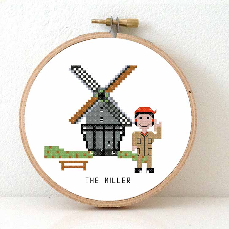 vrouwelijke molenaar kruissteek patroon