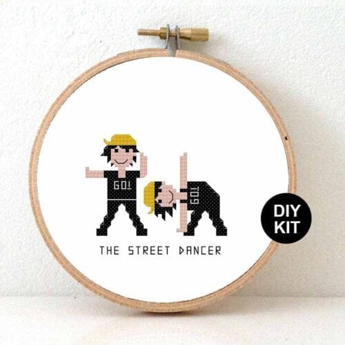gift for male street dancer cross stitch pattern