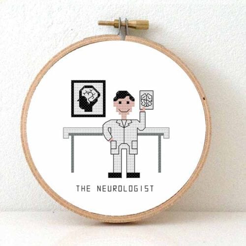 cadeau voor man neuroloog kruissteek borduurpatroon