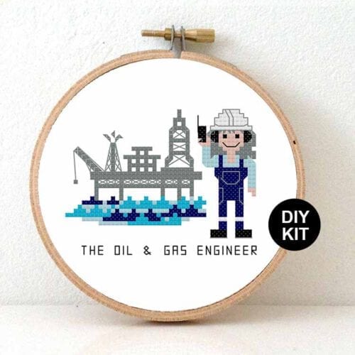 cadeau voor vrouwelijke petroleumingenieur kruissteek borduurpakket