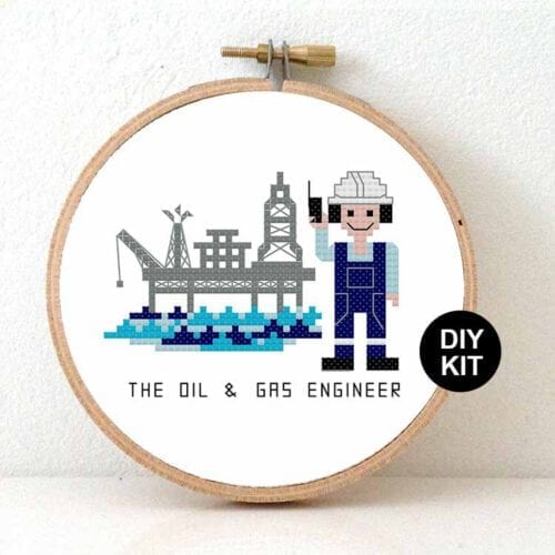 cadeau voor man petroleumingenieur kruissteek borduurpakket