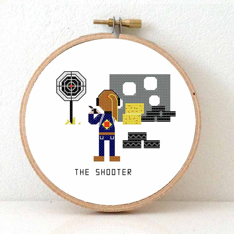 schutter vrouw sporter kruissteek patroon