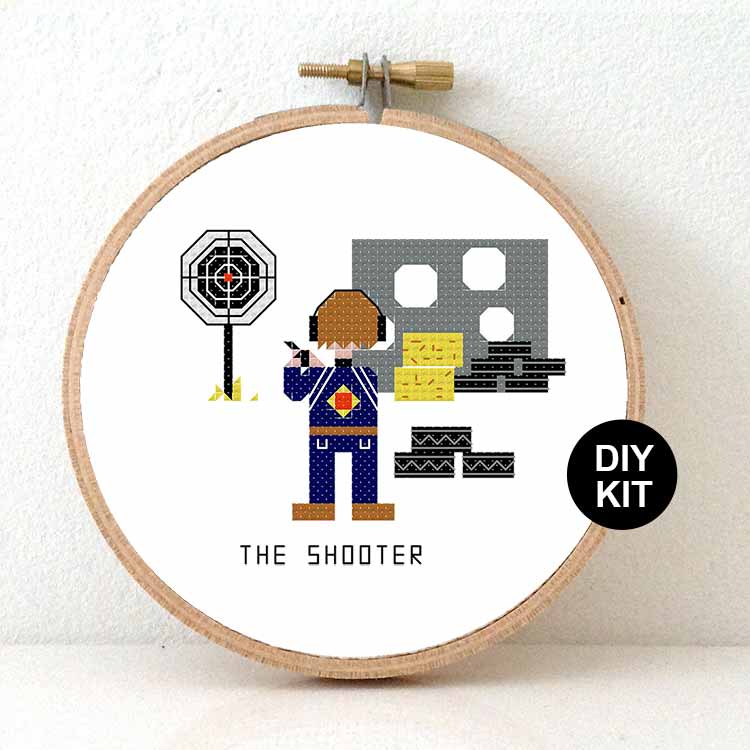 cadeau voor schutter kruissteek borduurpakket