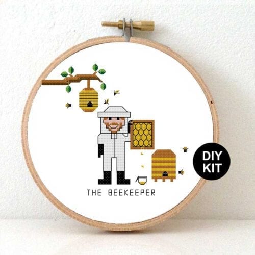 man imker kruissteek borduurpakket