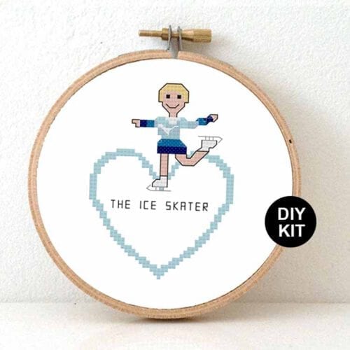 female ice skater cross stitch kit for beginners
