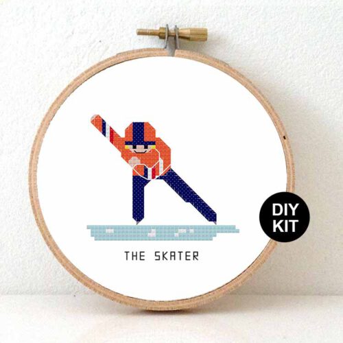 male skater cross stitch pattern