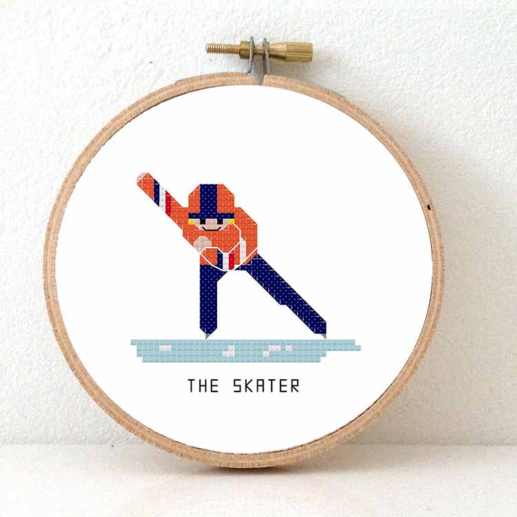 schaatser man kruissteek patroon