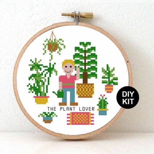 man plantenlover kruissteek borduurpakket