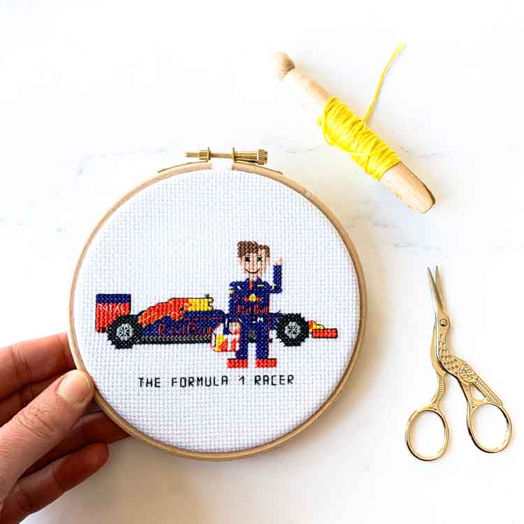 max verstappen manlijke formule 1 coureur borduurpatroon cadeau maken