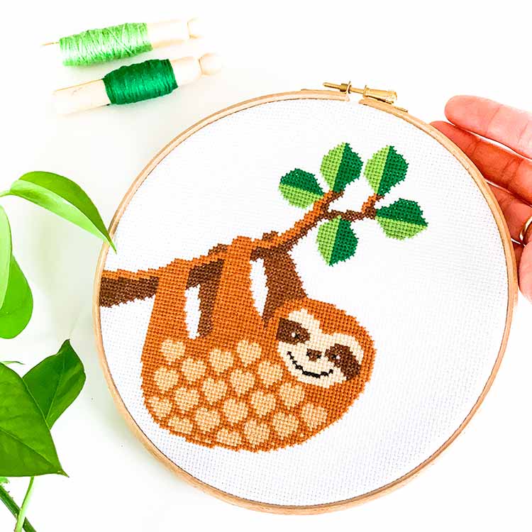 Luiaard kruissteek borduurpakket