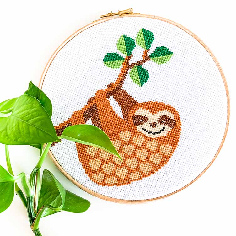 Luiaard kruissteek borduurpakket