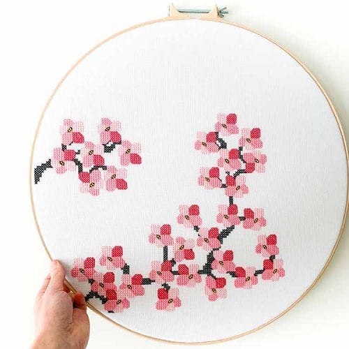 14615 Kersenbloesem geborduurd